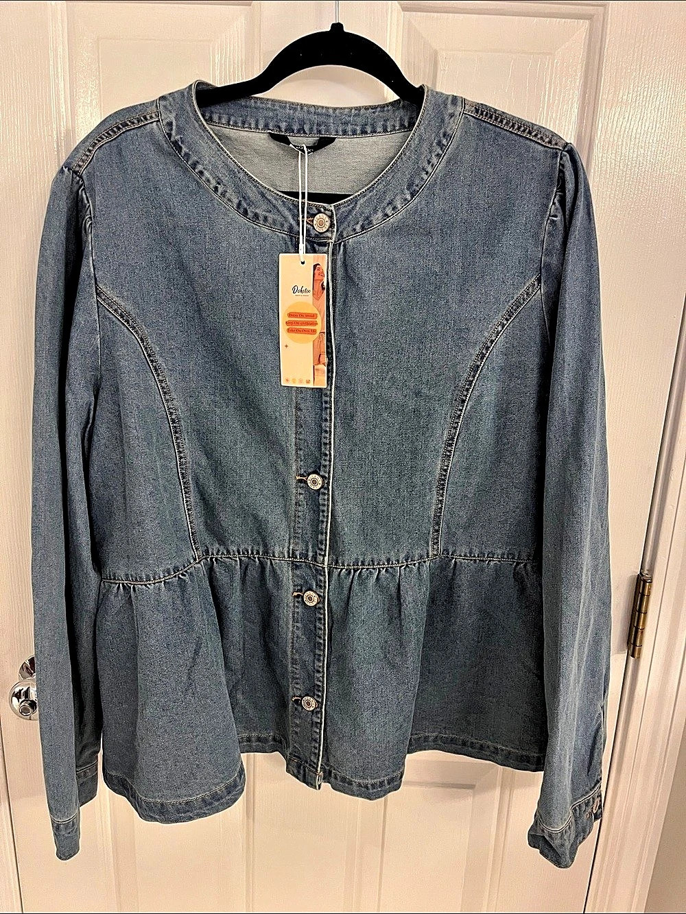 Women's Denim Peplum Jacket Blue 2XL NWT
